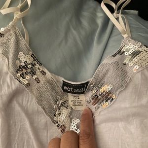Medium white and silver sequined cami